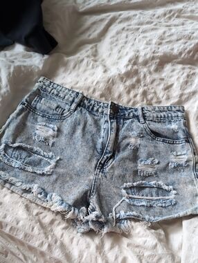 Forever 21 Light Blue Distressed Denim Shorts